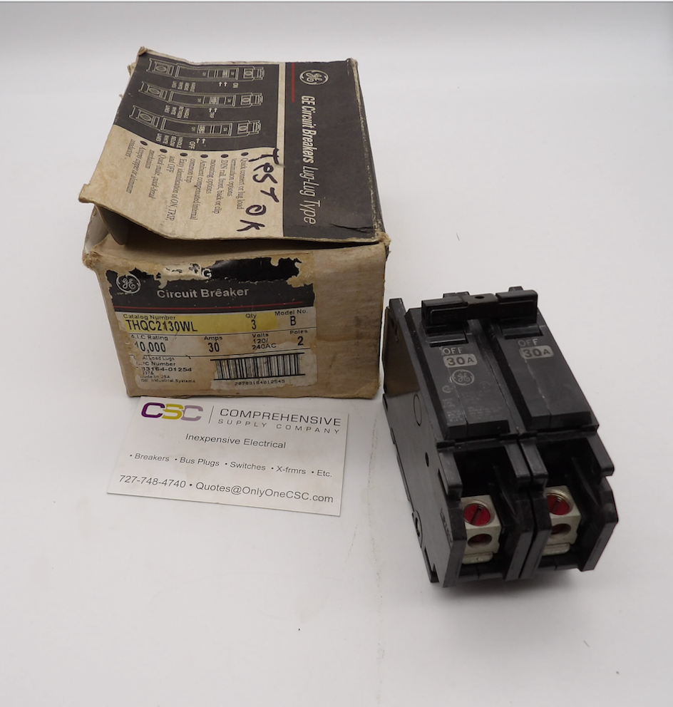 THQC2130WL - GE 30A Amp 2P Pole 10kA@120/240V Din Rail Circuit Breaker W/Lugs
