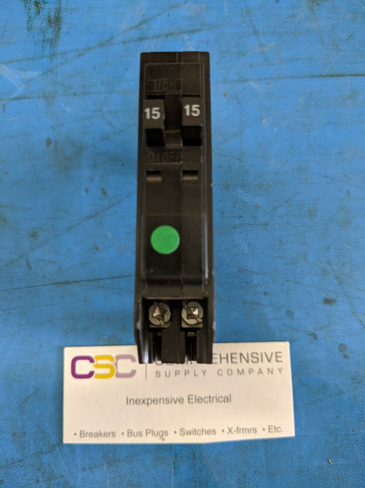 QOT1515 - Square D 15/15A Amp 2X1P Pole 10kA@120/240V Plug On Duplex Circuit Breaker W/Rejection Hook