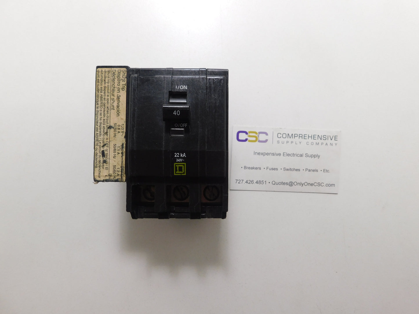 QOB340VH1021 - Square D 40A Amp 3P Pole 22kA@240V Bolt On Circuit Breaker W/120/208/240V Shunt Trip