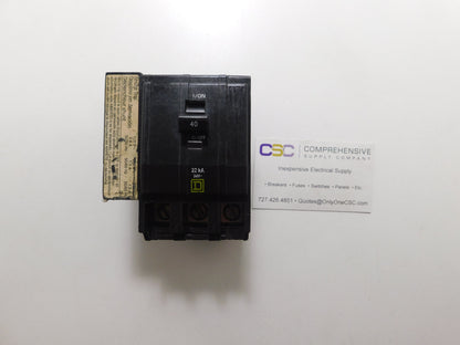 QOB340VH1021 - Square D 40A Amp 3P Pole 22kA@240V Bolt On Circuit Breaker W/120/208/240V Shunt Trip