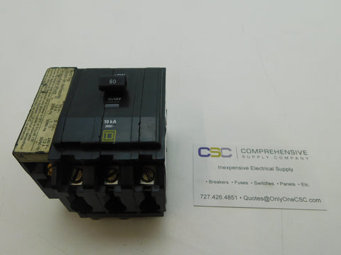 QO3601021 - Square D 60A Amp 3P Pole 10kA@240V Plug On Circuit Breaker W/120/240V Shunt Trip