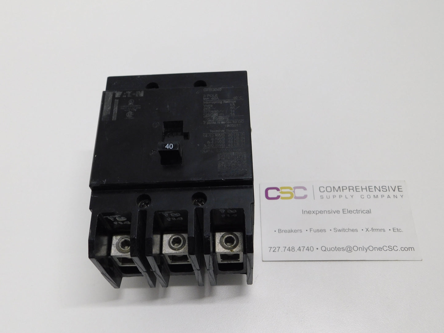 GHB3040 - Eaton 40A Amp 3P Pole 14kA@480Y/277V Bolt On Circuit Breaker