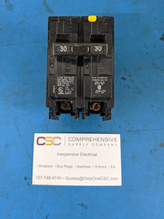 B230H - Siemens 30A Amp 2P Pole 22kA@120/240V Bolt On Blh Circuit Breaker