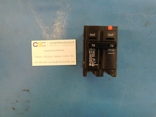BR270 - Eaton 70A Amp 2P Pole 10kA@120/240V Plug On Circuit Breaker