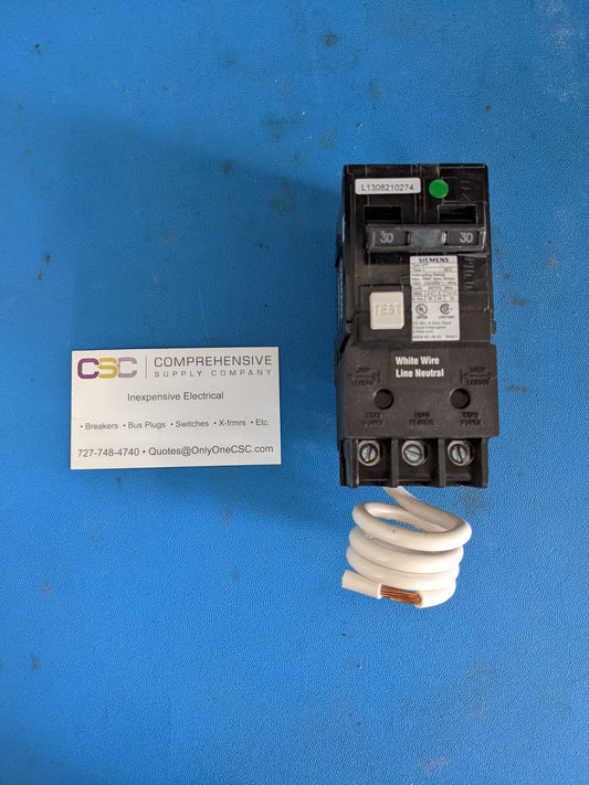QF230A - Siemens 30A Amp 2P Pole 10kA@120/240V Plug On Ground Fault GFCI Circuit Breaker