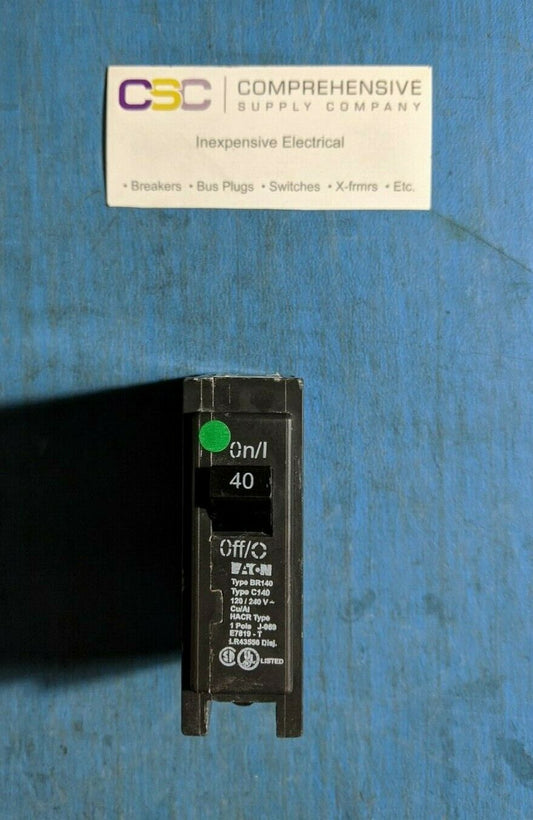 BR140 - Cutler Hammer 40A Amp 1P Pole 10kA@120/240V Plug On Circuit Breaker