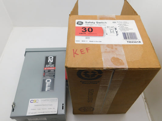 TH4321R - GE 30A Amp 3P Pole 240V Nema 3R Fusible Heavy Duty Safety Switch