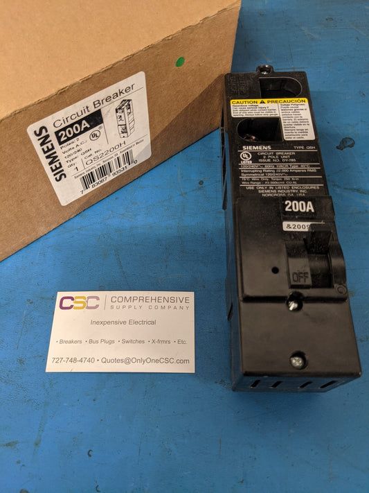 QS2200H - Siemens 200A Amp 2P Pole 22kA@120/240V Main Qsh Circuit Breaker