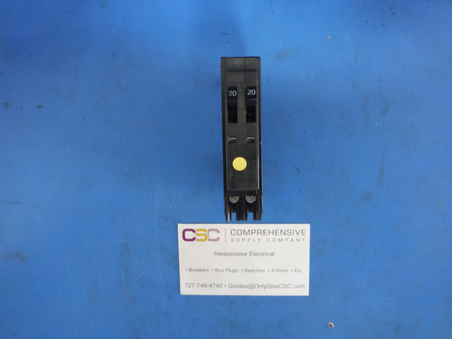 QOT2020 - Square D 20/20A Amp 2X1P Pole 10kA@120/240V Plug On Duplex Circuit Breaker W/Rejection Hook