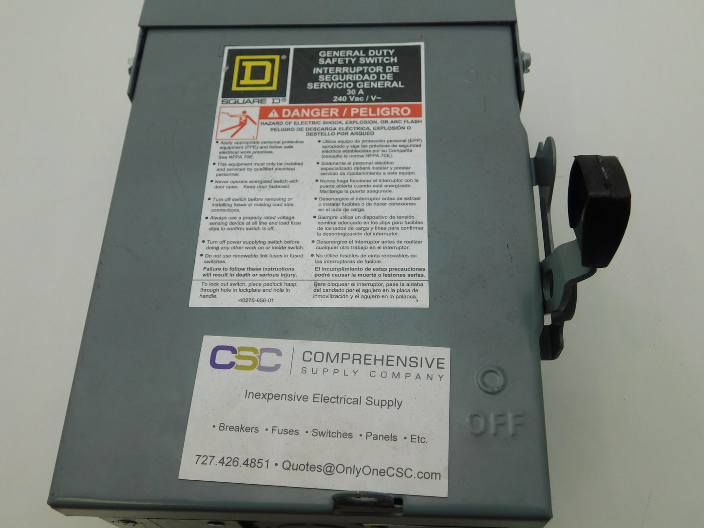 D321NRB - Square D 30A Amp 3P Pole 240V Nema 3R Fusible General Duty Safety Switch