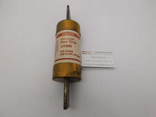 OT-600 - Shawmut 600A Amp 250V Class K5 One-Time Blade Fuse