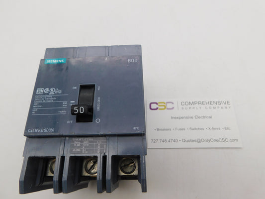 BQD350 - Siemens 50A Amp 3P Pole 14kA@480Y/277V Bolt On Gray Circuit Breaker