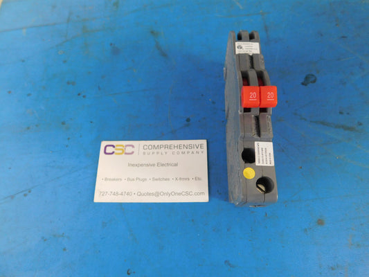 UBIZ-2020 - Connecticut Electric 20/20A Amp 2X1P Pole 10kA@120/240V Plug On Duplex Zinsco Replacement Circuit Breaker