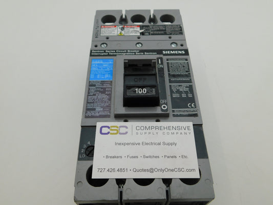 FXD63B100 - Siemens 100A Amp 3P Pole 600V 35kA@480V Bolt On Sentron Circuit Breaker W/Black Label & 100A Trip