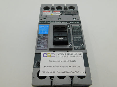FXD63B100 - Siemens 100A Amp 3P Pole 600V 35kA@480V Bolt On Sentron Circuit Breaker W/Black Label & 100A Trip