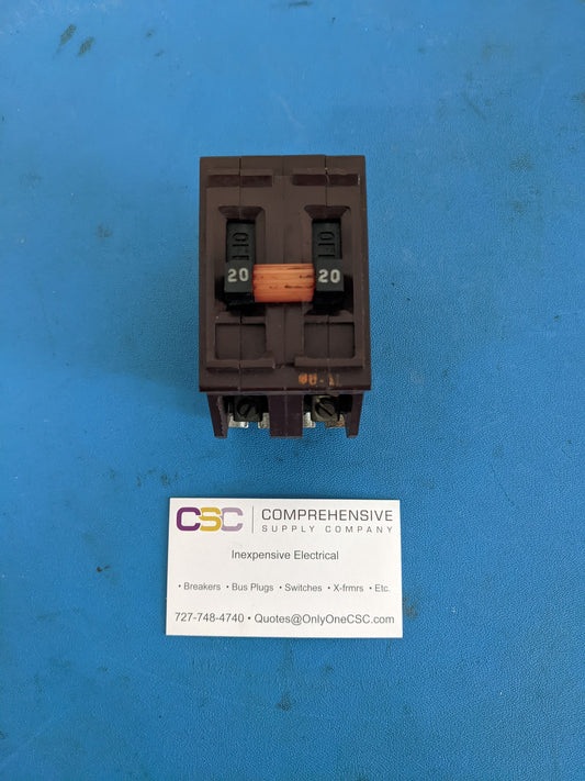 A220 - Wadsworth 20A Amp 2P Pole 10kA@240V Plug On Circuit Breaker W/Metal Foot