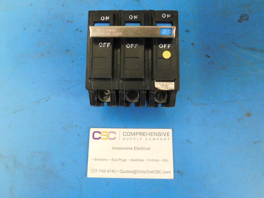 THHQB32020 - GE 20A Amp 3P Pole 22kA@240V Bolt On Circuit Breaker W/Blue Handle
