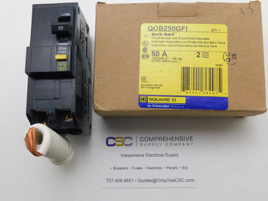 QOB250GFI - Square D 50A Amp 2P Pole 10kA@120/240V Bolt On Ground Fault GFCI Circuit Breaker