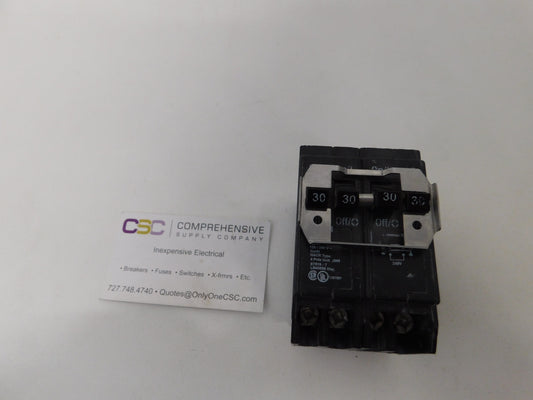 BQC230230 - Eaton 30A/30A/30A/30A Amp 4P (2P/2P) Pole 10kA@120/240V Plug On Quadplex Circuit Breaker