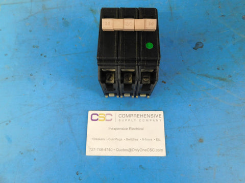 CH330 - Cutler Hammer 30A Amp 3P Pole 10kA@240V Plug On Circuit Breaker W/Metal Foot & Half Notch