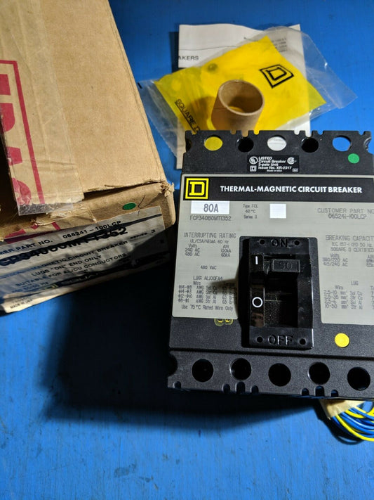 FCP34080MT1352 - Square D 80A Amp 3P Pole 65kA@480V Bolt On Circuit Breaker W/Gray Label