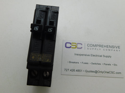 E1515 - Challenger 15/15A Amp 2X1P Pole 10kA@120/240V Plug On Duplex Circuit Breaker W/Clip