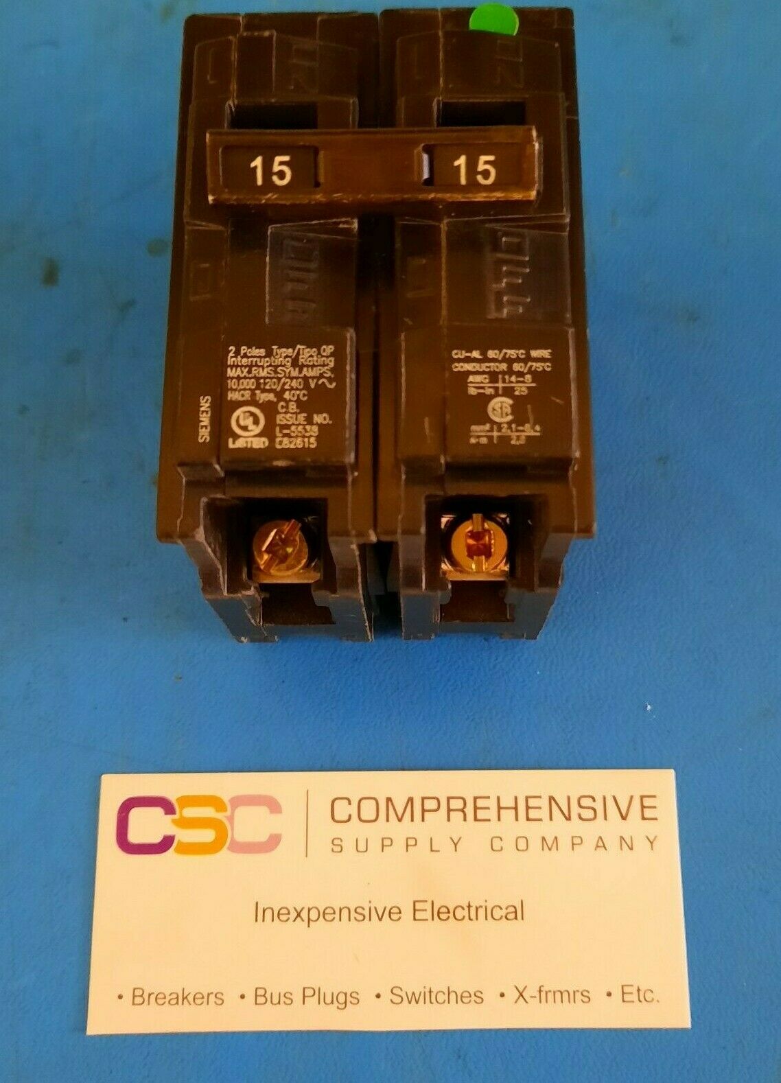 Q215 - Siemens 15A Amp 2P Pole 10kA@120/240V Plug On Circuit Breaker