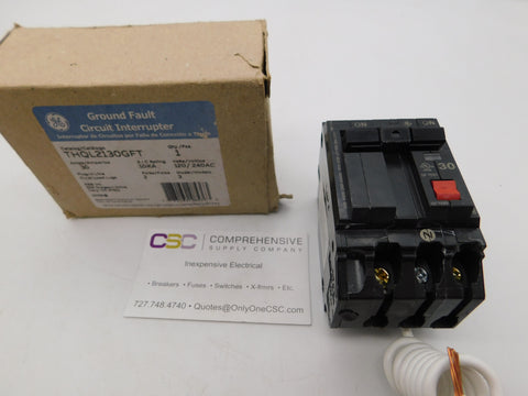 THQL2130GFT - GE 30A Amp 2P Pole 10kA@120/240V Plug On Ground Fault GFCI Circuit Breaker