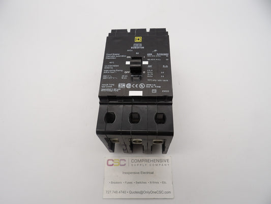 EDB34100 - Square D 100A Amp 3P Pole 18kA@480Y/277V Bolt On Circuit Breaker