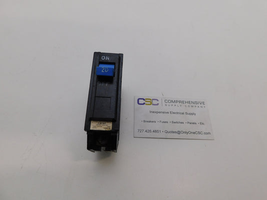 THHQB1120 - GE 20A Amp 1P Pole 22kA@120/240V Bolt On Circuit Breaker - W/ Blue Handle