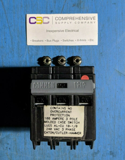 CHB3100 - Cutler Hammer 100A Amp 3P Pole 10kA@240V Bolt On Circuit Breaker W/Switch & Metal Foot