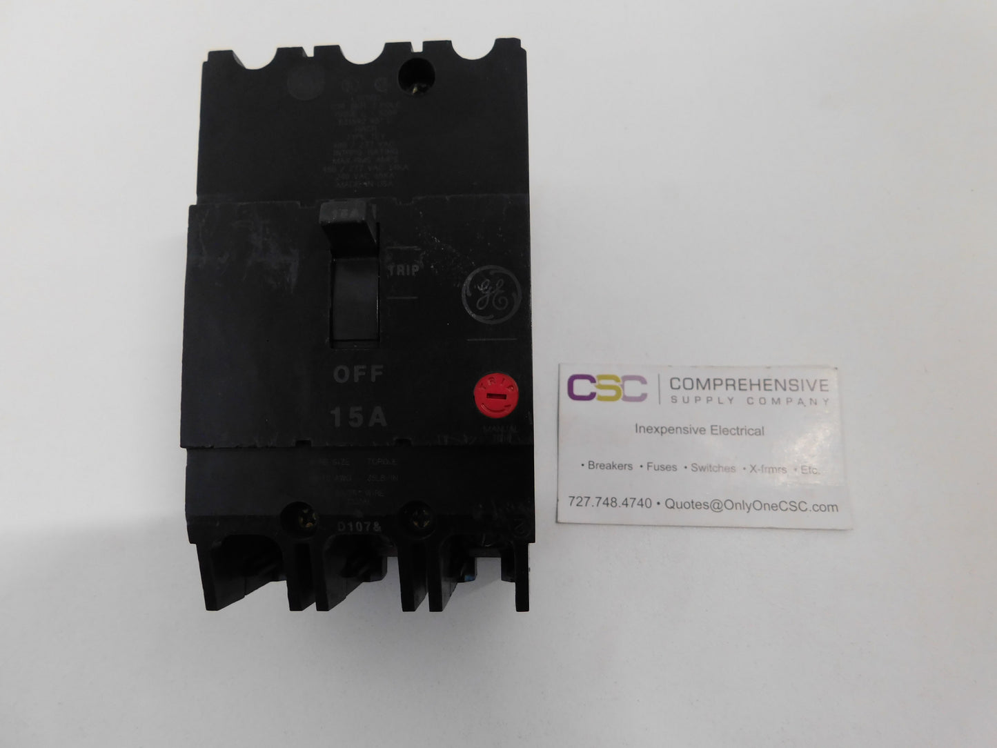 TEY315 - GE 15A Amp 3P Pole 14kA@480/277V Bolt On Circuit Breaker