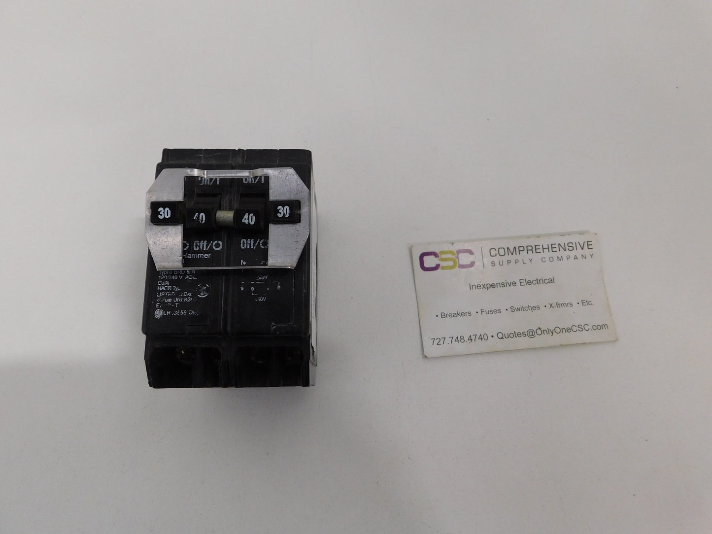 BQ230240 - Cutler Hammer 30A/40A/40A/30A Amp 4P (1P/2P/1P) Pole 10kA@120/240V Plug On Quadplex Circuit Breaker