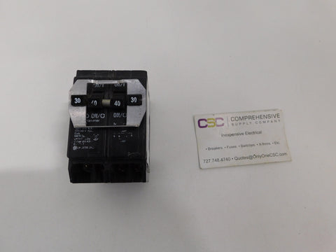 BQ230240 - Cutler Hammer 30A/40A/40A/30A Amp 4P (1P/2P/1P) Pole 10kA@120/240V Plug On Quadplex Circuit Breaker