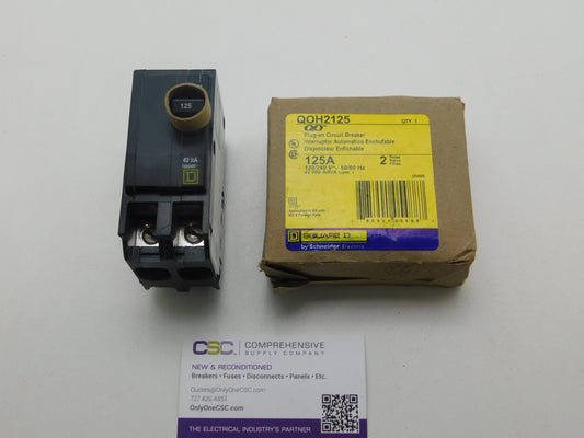 QOH2125 - Square D 125A Amp 2P Pole 42kA@120/240V Plug On Circuit Breaker