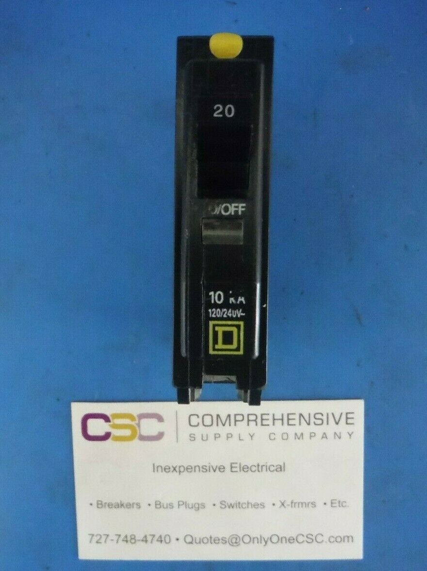 QO120 - Square D 20A Amp 1P Pole 10kA@120/240V Plug On Circuit Breaker