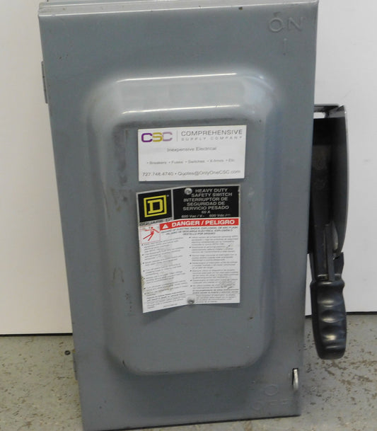 H362N - Square D 60A Amp 3P Pole 600V Nema 1 Fusible Heavy Duty Safety Switch W/Neutral