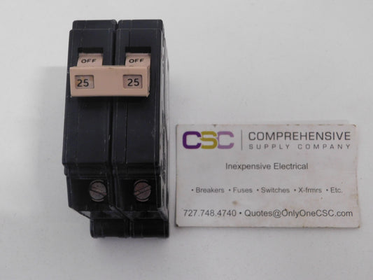 CH225 - Cutler Hammer 25A Amp 2P Pole 10kA@120/240V Plug On Circuit Breaker