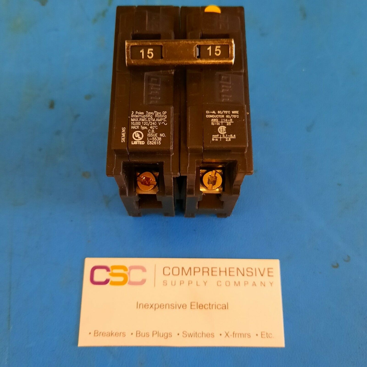 Q215 - Siemens 15A Amp 2P Pole 10kA@120/240V Plug On Circuit Breaker