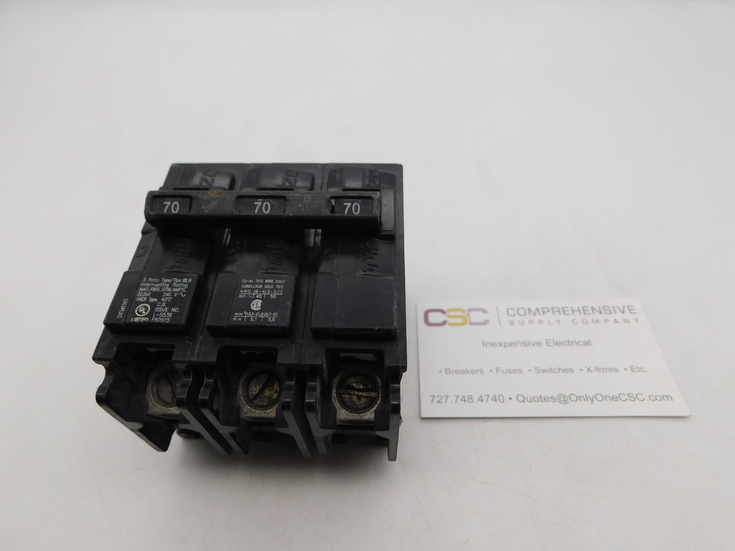 B370H - Siemens 70A Amp 3P Pole 22kA@240V Bolt On Circuit Breaker