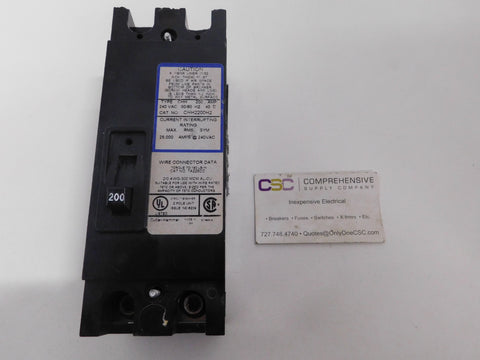 CHH2200H2 - Eaton 200A Amp 2P Pole 25kA@240V Bolt On Circuit Breaker W/Blue Label