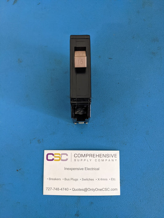 CH115 - Cutler Hammer 15A Amp 1P Pole 10kA@120/240V Plug On Circuit Breaker W/Metal Foot & Half Notch
