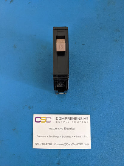CH115 - Cutler Hammer 15A Amp 1P Pole 10kA@120/240V Plug On Circuit Breaker W/Metal Foot & Half Notch