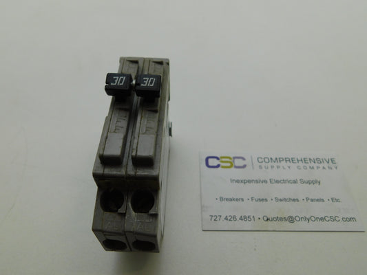 A230 - Challenger 30A Amp 2P Pole 10kA@240V Plug On Gray Circuit Breaker W/Rejection Clip