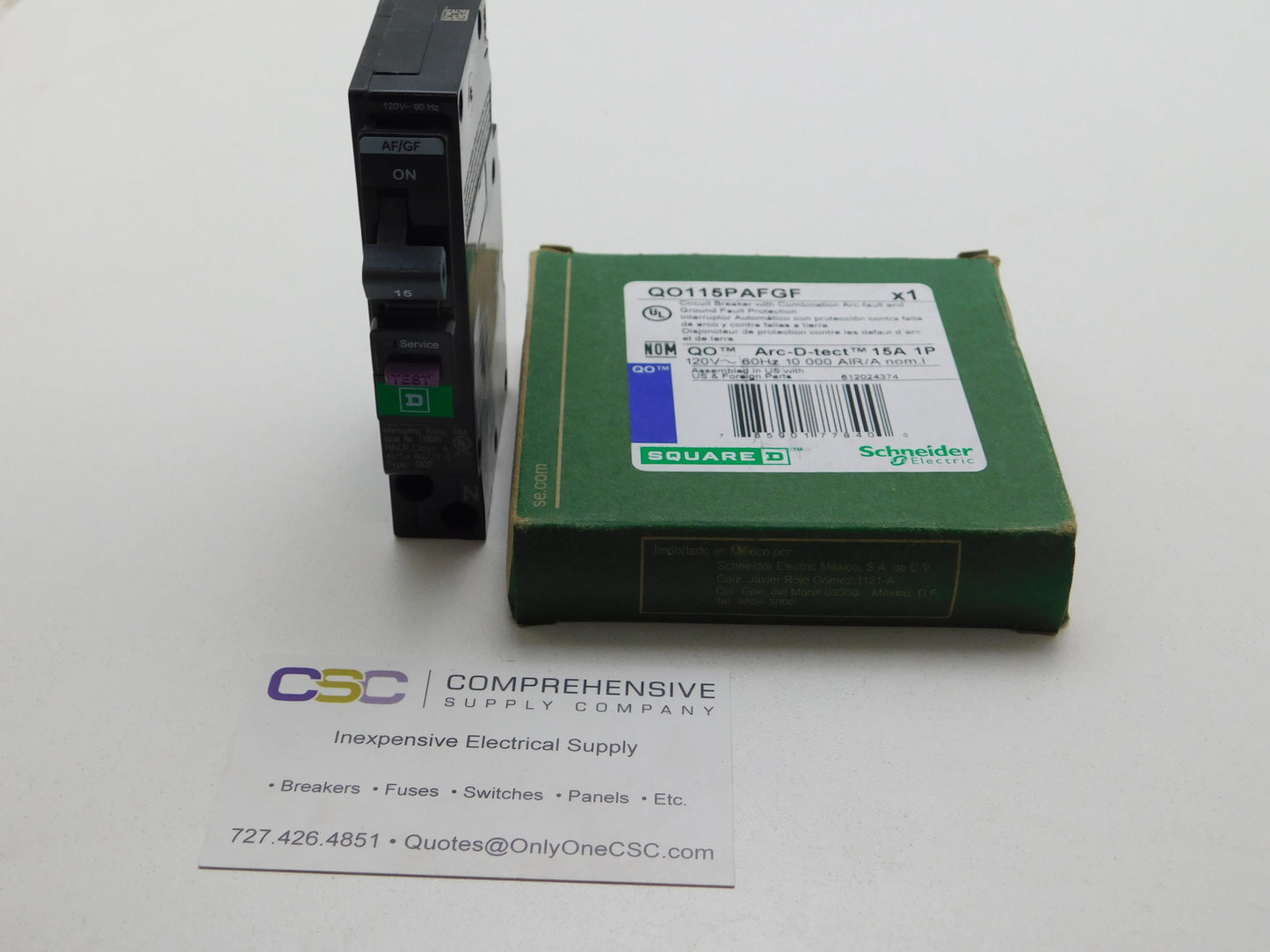 QO115PAFGF - Square D 15A Amp 1P Pole 10kA@120V Plug On Neutral Dual Function AFCI/GFCI Circuit Breaker