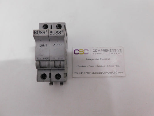 CHM1 - Bussmann 30A Amp 2P Pole 600V Fuse Block Din Rail Mount