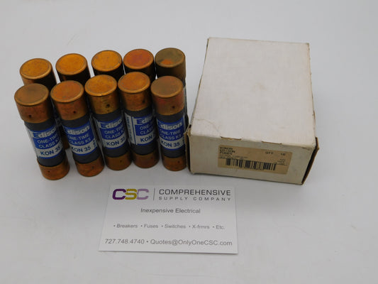 KON-35 - Edison 35A Amp 250V Class K5 One-Time Cartridge Fuse - 10 Pack