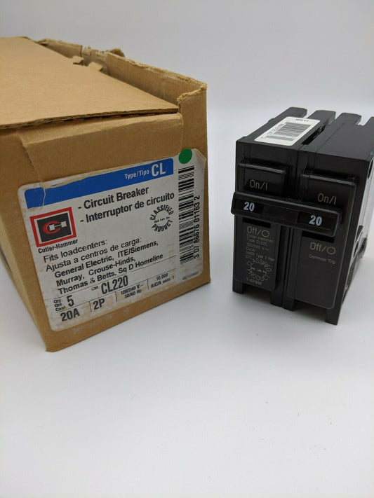CL220 - Cutler Hammer 20A Amp 2P Pole 10kA@120/240V Plug On Circuit Breaker