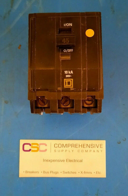 QOB345 - Square D 45A Amp 3P Pole 10kA@240V Bolt On Circuit Breaker