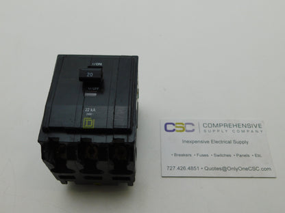 QOB320VH - Square D 20A Amp 3P Pole 22kA@240V Bolt On Circuit Breaker